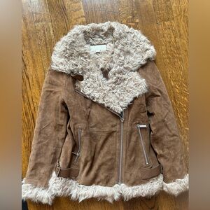 Michael Kors size small women’s jacket, brown suede and cream shearling